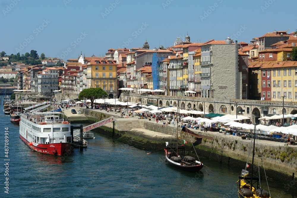 Zona Ribeira with Douro river in Porto - Portugal 