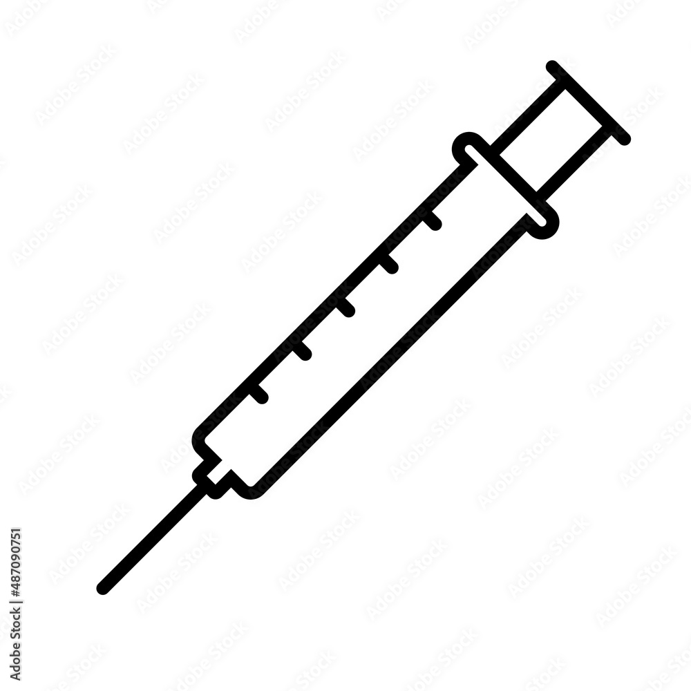 Fototapeta premium Syringe line icon, vector outline logo isolated on white background