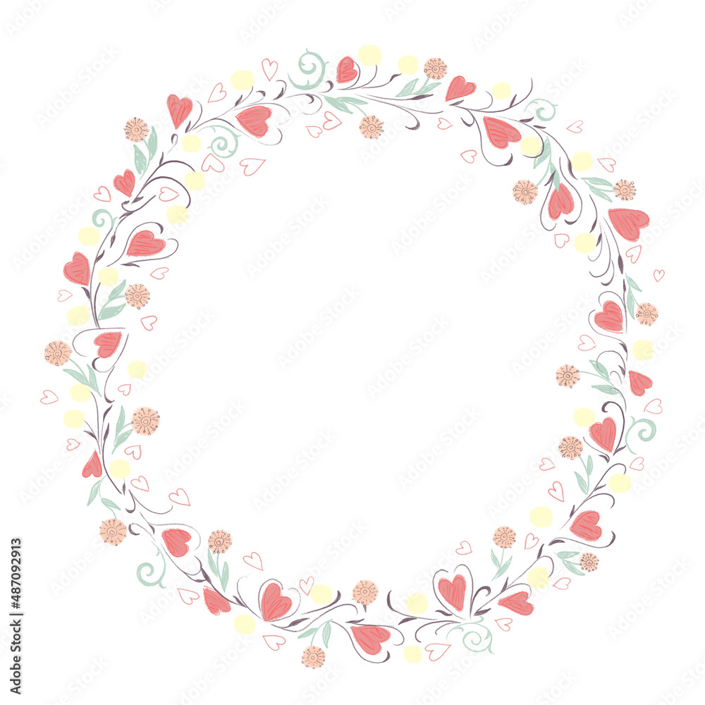 wreath of hearts and flowers