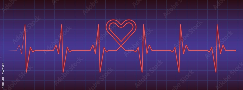 3d ecg, ekg monitor with cardio diagnosis and red heart. Heart rhythm line vector design to use in healthcare, healthy lifestyle, medicine, ekg, ecg concept illustration projects. 