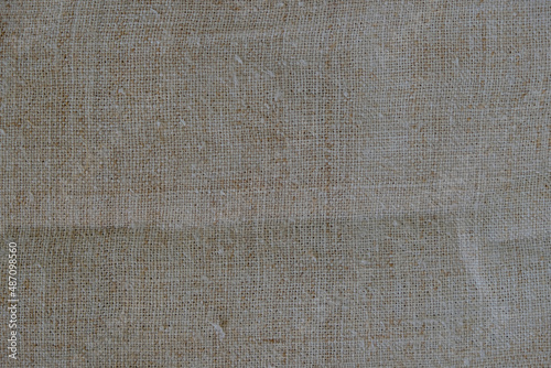 New hemp fabric or hemp canvas. Sustainable and environmentally friendly textile. Copy space.