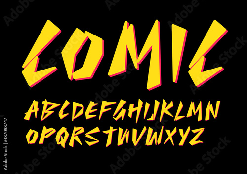 Comic retro font for comics, cartoon, superhero poster, logo of children goodies, toys, education book, modern tshirts. Vector typography design