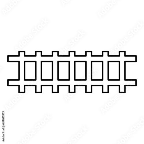 Canvas Print Rail rails Railroad Railway Train track contour outline line icon black color ve