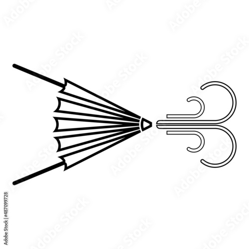 Fire bellows furnace Windower blowing wind tool blacksmith forge contour outline line icon black color vector illustration image thin flat style