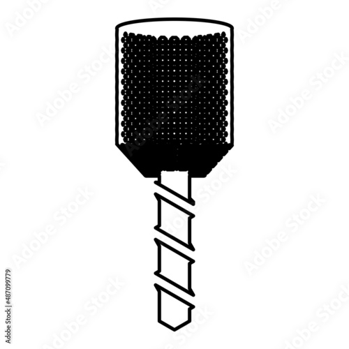 Drill bit auger in head drilling tool Milling machine spindle CNC factory contour outline line icon black color vector illustration image thin flat style