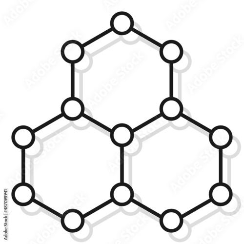 Icon of connection of three hexagons of type of molecules