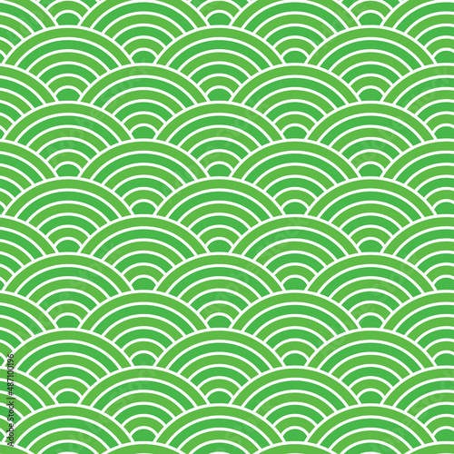 Abstract Japanese Wave seamless pattern in lime and mint green. Great for textile , fashion print, Home décor and wallpaper  