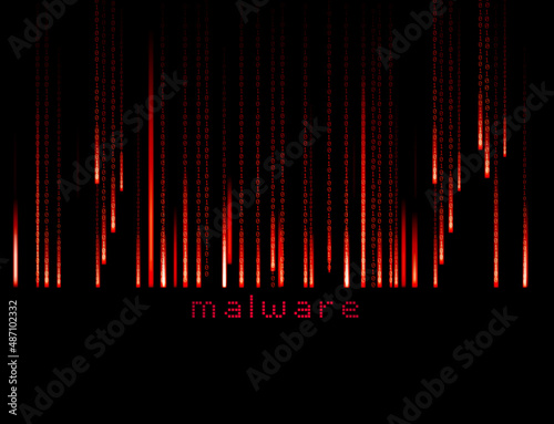 computer malware virus infection red binary code background