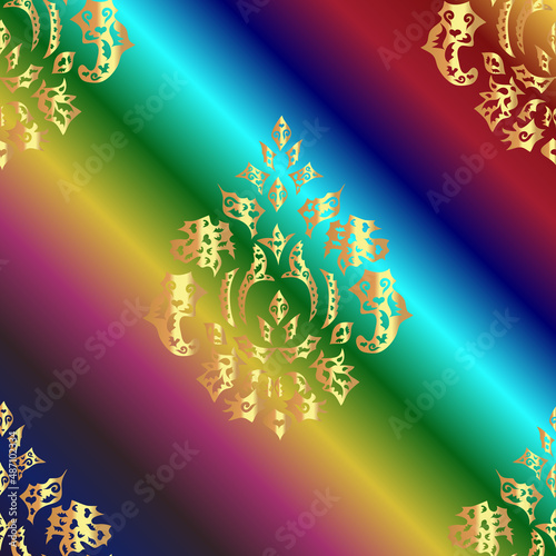 seamless pattern with vintage elements on colorful background