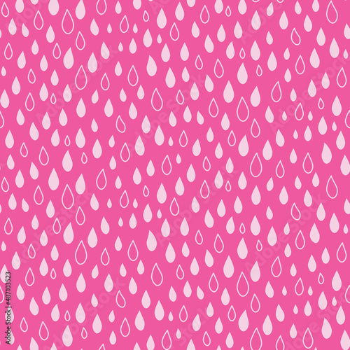 Cute white raindrops seamless pattern on hot pink background. Great for kids projects, textile, fabric, wallpaper and website background 