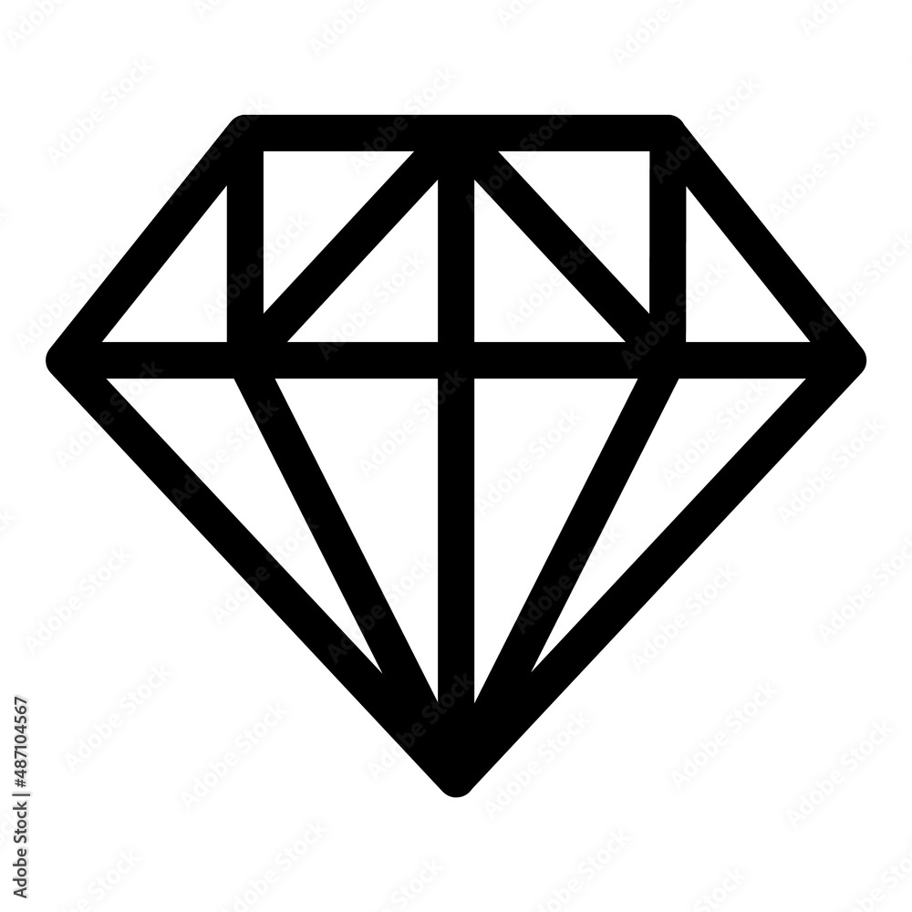 Diamond Gemstone Jewelry Flat Icon Isolated On White Background Diamond Gemstone Jewelry Flat Icon Isolated On White Background