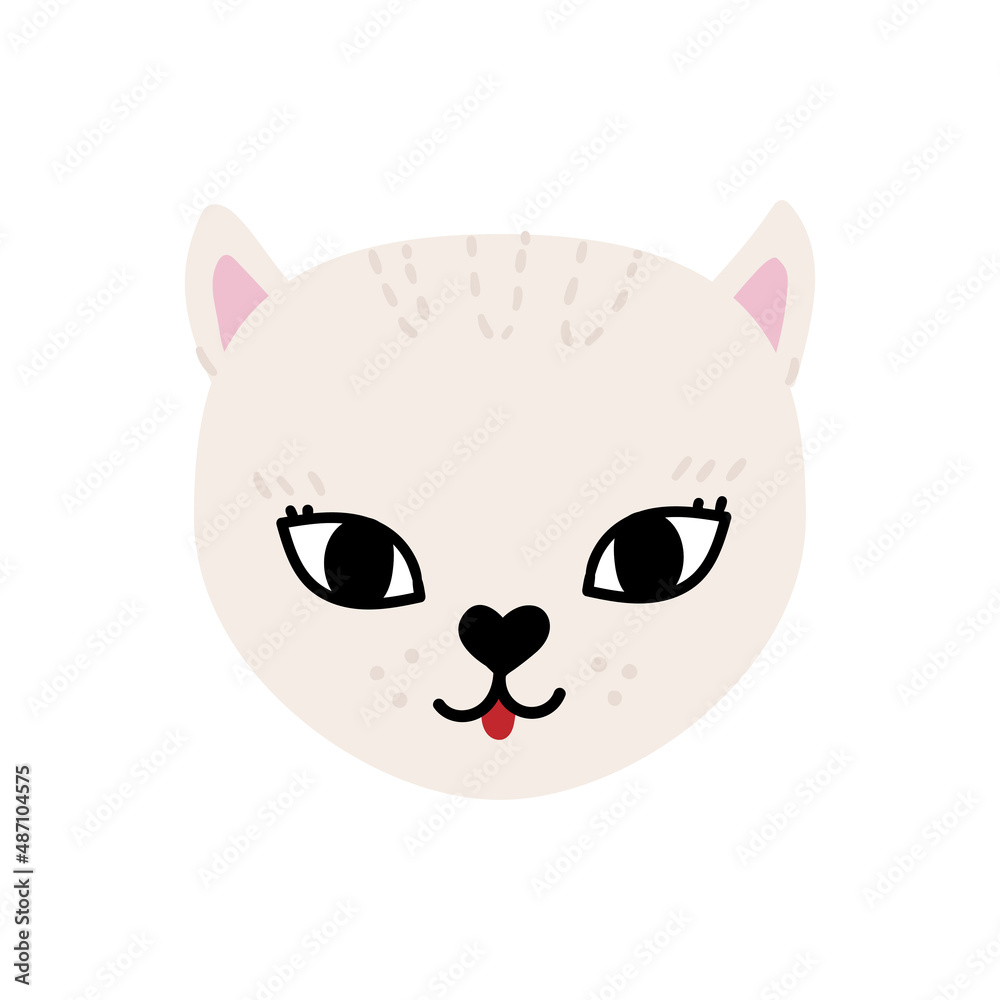 Cute hand drawn cat with big eyes and sunglasses Cute hand drawn cat with big eyes and sunglasses