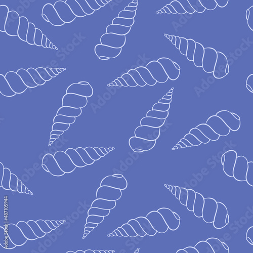 Summer light simple seamless pattern with shell hand sketch. For any textile design, wallpaper or background. Vector for the design.