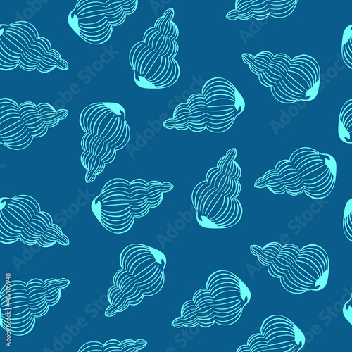 Summer light simple seamless pattern with shell hand sketch. For any textile design, wallpaper or background. Vector for the design.