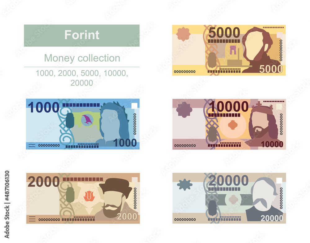 Hungarian Forint Vector Illustration. Hungary money set bundle ...
