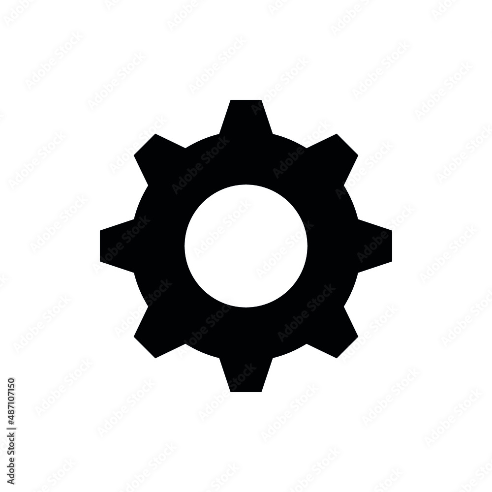 Settings minimalistic flat vector icon with sharp corners. Gear, cogwheel
