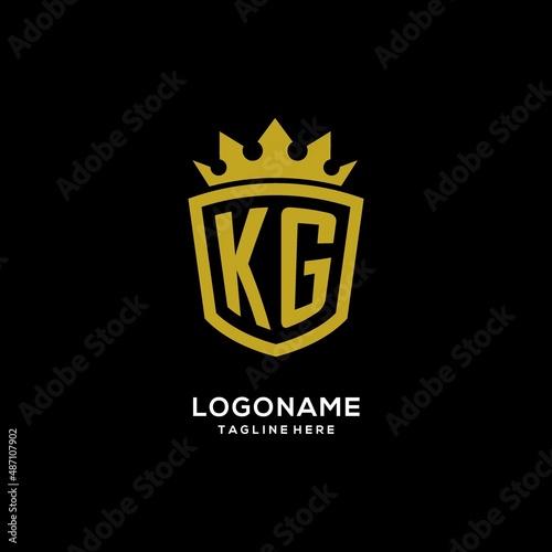 Initial KG logo shield crown style, luxury elegant monogram logo design