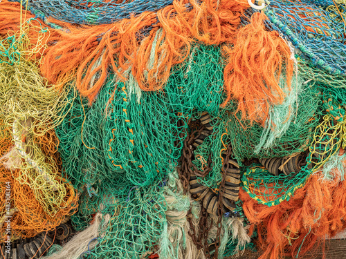 Fishing nets on a quayside