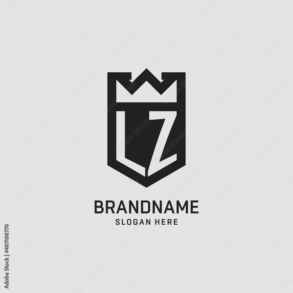 Initial LZ logo shield shape, creative esport logo design - obrazy, fototapety, plakaty 