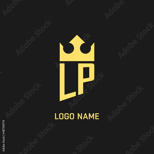 Monogram LP logo shield crown shape, elegant and luxury initial logo style