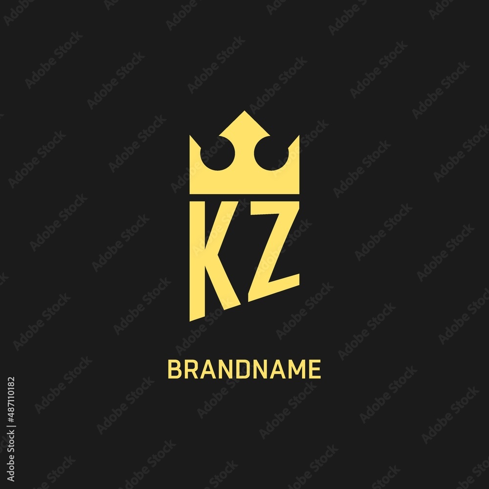 Monogram KZ logo shield crown shape, elegant and luxury initial logo ...