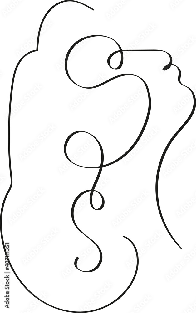 Obraz premium Silhouette of woman, silhouette of girl, line art, logo woman, face one line