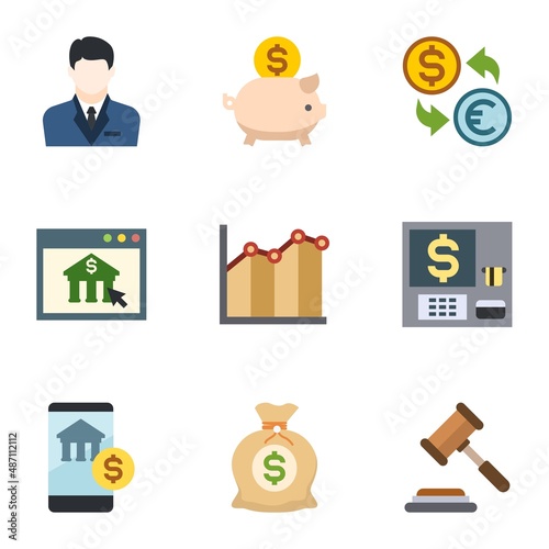 flat finance related icons, simple graphic elements for web and mobile