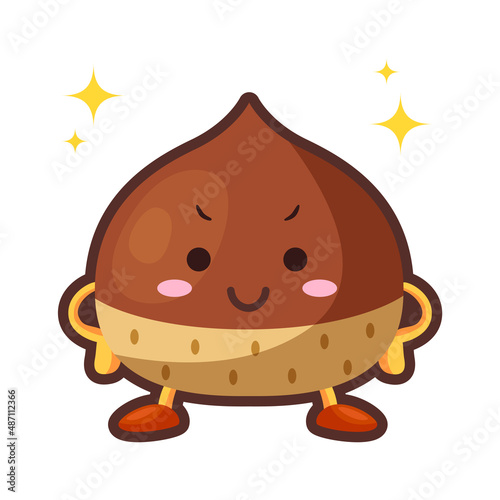 得意げな顔のかわいい栗のキャラクターのイラスト
