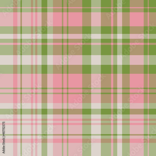 Seamless pattern in beige, pink and green colors for plaid, fabric, textile, clothes, tablecloth and other things. Vector image.