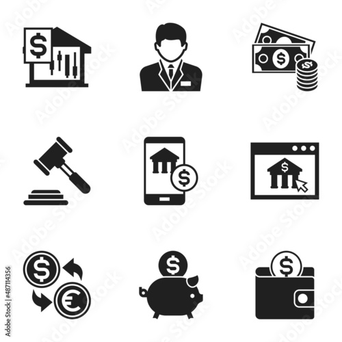 filled finance related icons, simple graphic elements for web and mobile