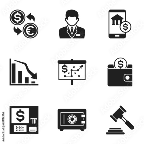 filled finance related icons, simple graphic elements for web and mobile