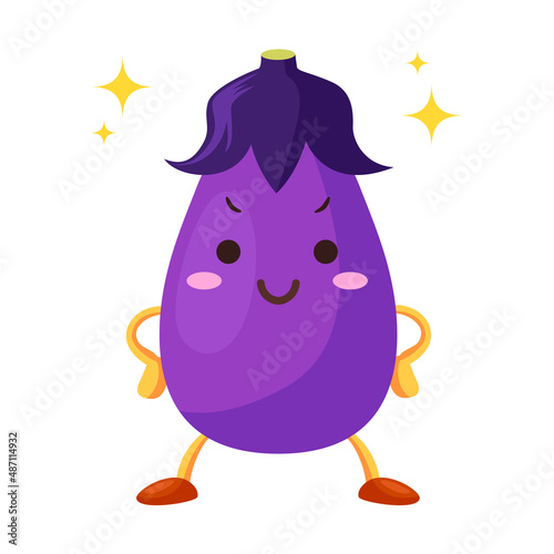 得意気な顔のかわいいナスビのキャラクターのイラスト