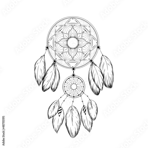 Boho Dream Catcher Vector Art. Dream Catcher style Boho vector illustration design.