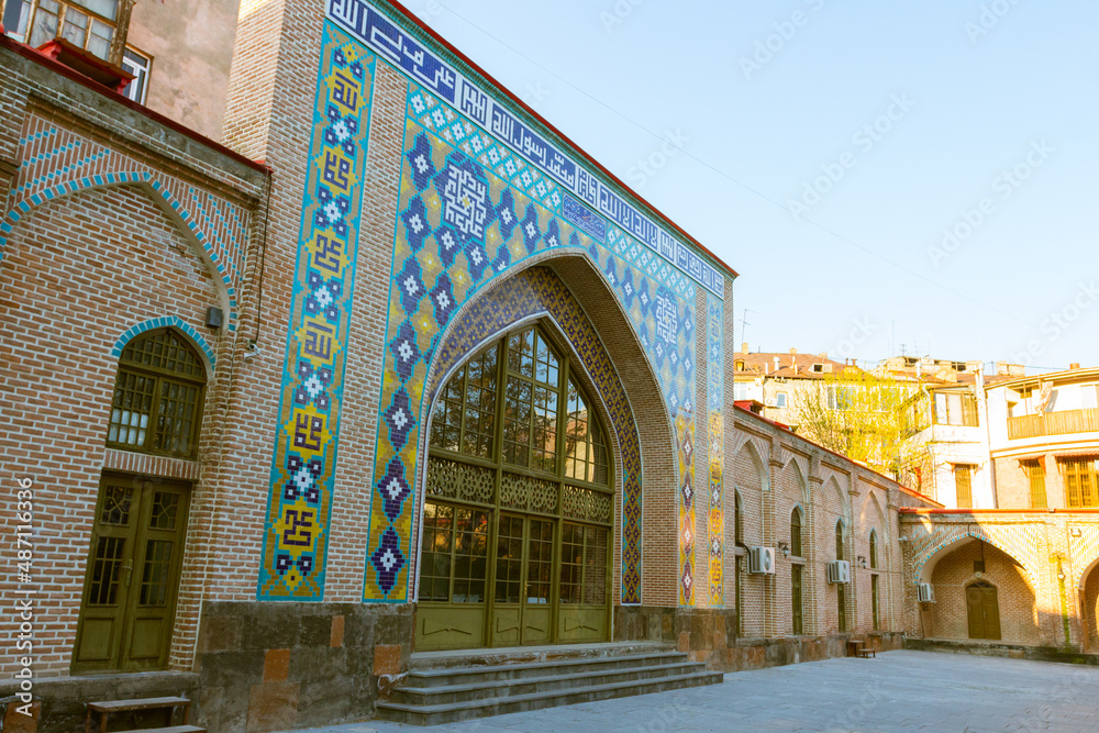 View of the facade of the library on the territory of the Blue Mosque in Yerevan. Armenia 