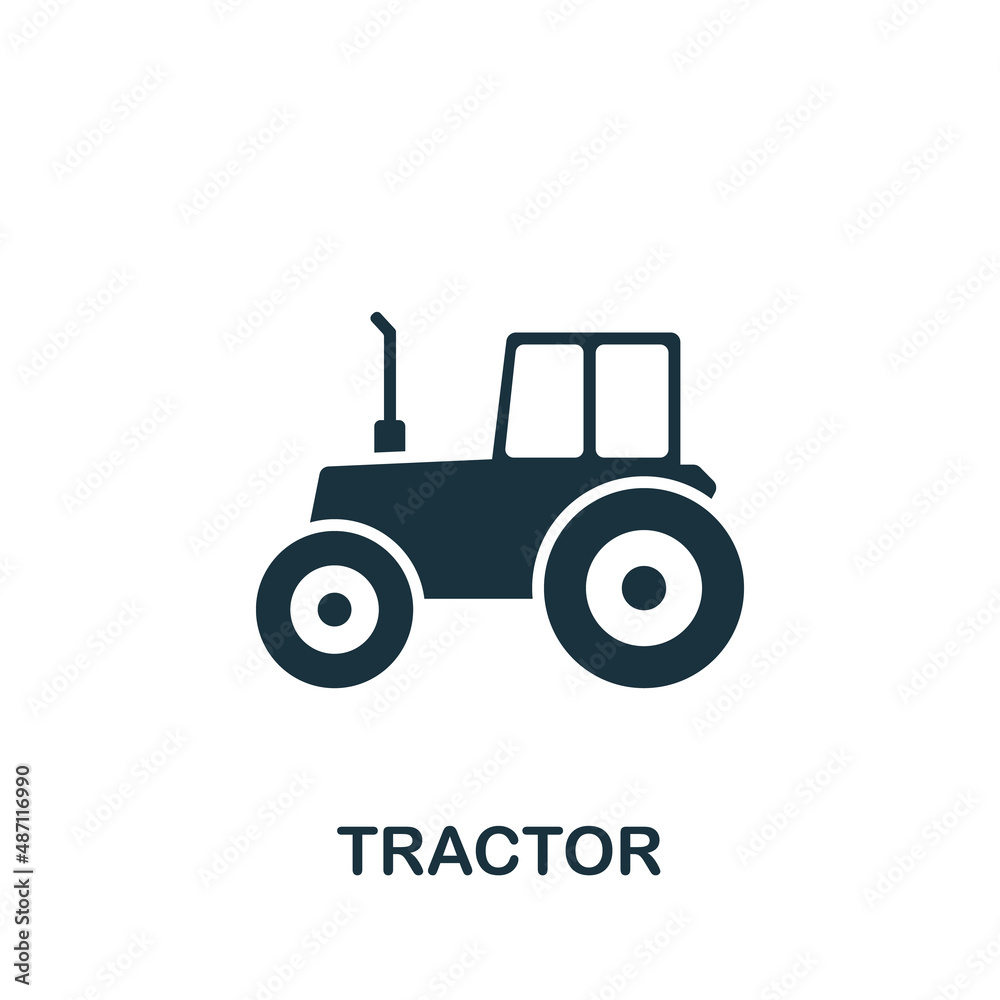 Tractor icon. Monochrome simple Tractor icon for templates, web design and infographics