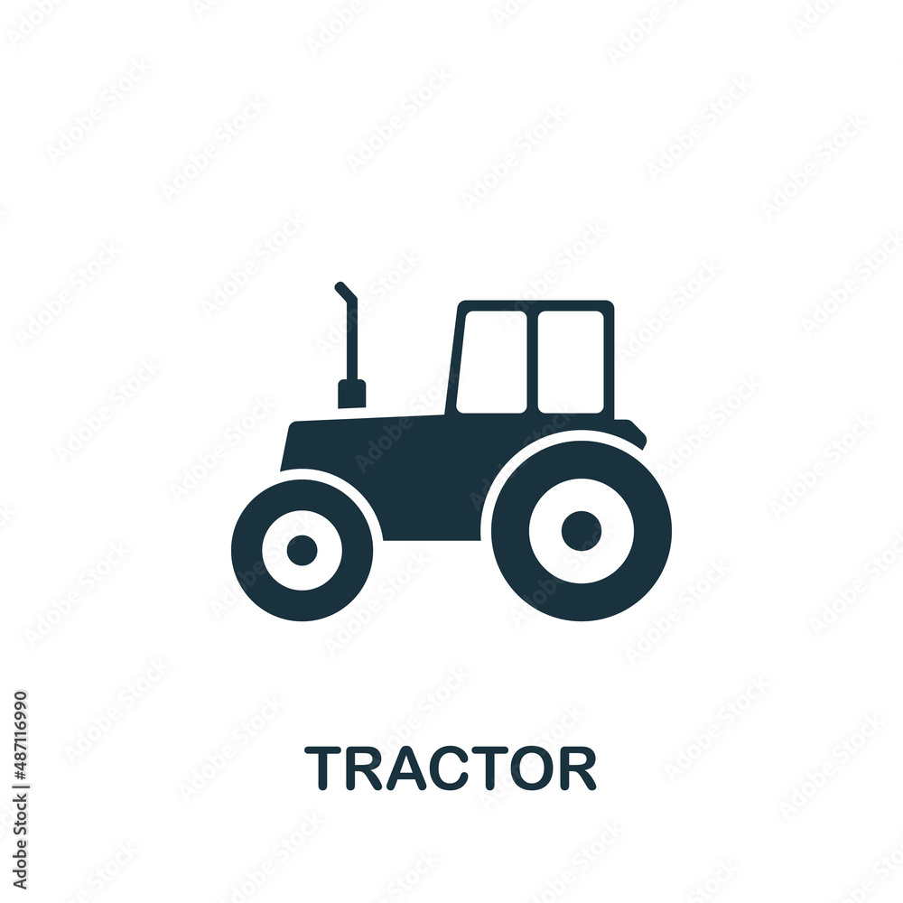 Tractor icon. Monochrome simple Tractor icon for templates, web design and infographics Tractor icon. Monochrome simple Tractor icon for templates, web design and infographics