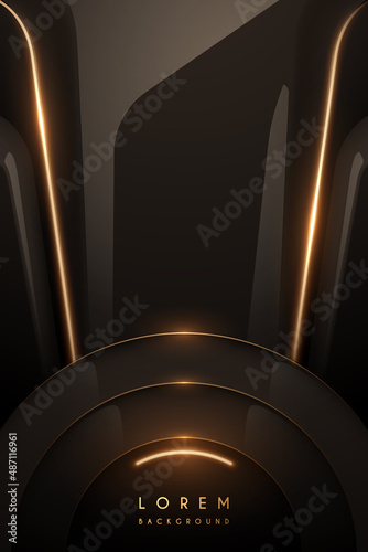Abstract dark background with golden light lines