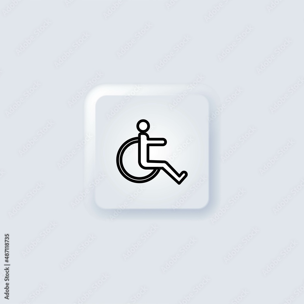Disabled wheelchair icon. Disable symbol logo, isolated on white, vector neumorphism eps 10 Disabled wheelchair icon. Disable symbol logo, isolated on white, vector neumorphism eps 10