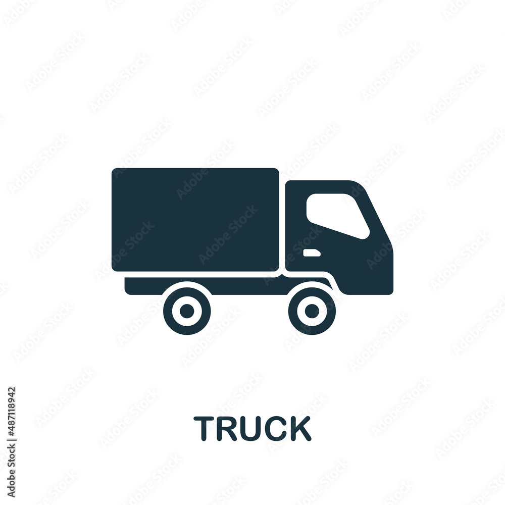 Truck icon. Monochrome simple Truck icon for templates, web design and infographics