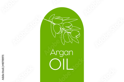 argan oil label design and argan branch line art