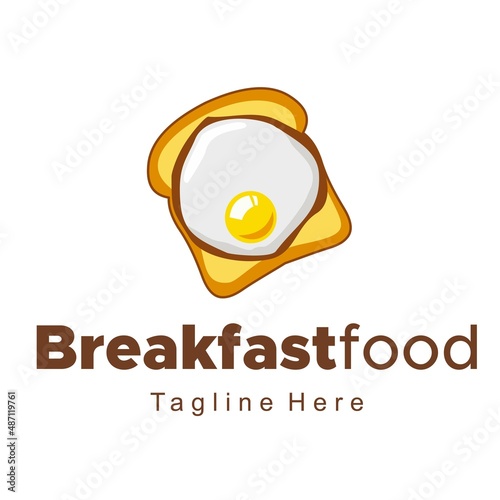 bread and fried egg breakfast food logo vector design