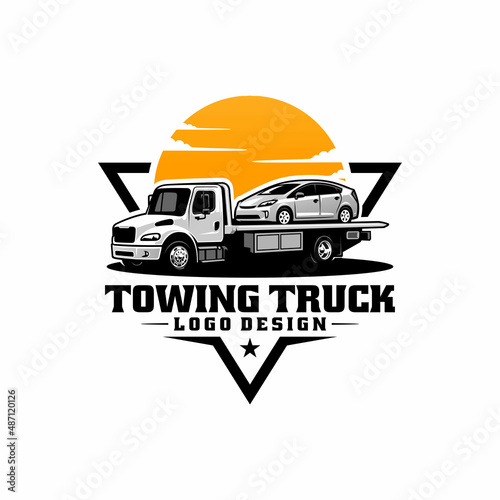towing truck service logo vector