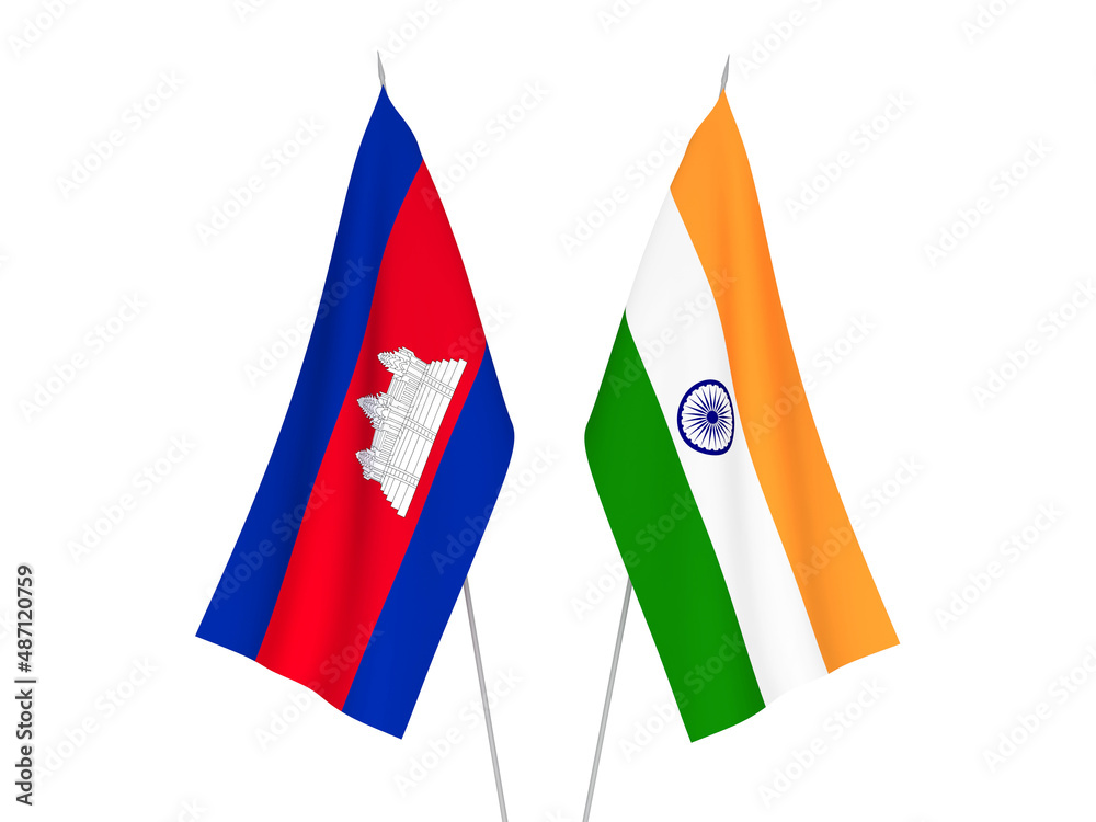 India and Kingdom of Cambodia flags India and Kingdom of Cambodia flags
