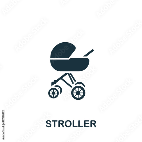 Stroller icon. Monochrome simple Stroller icon for templates  web design and infographics