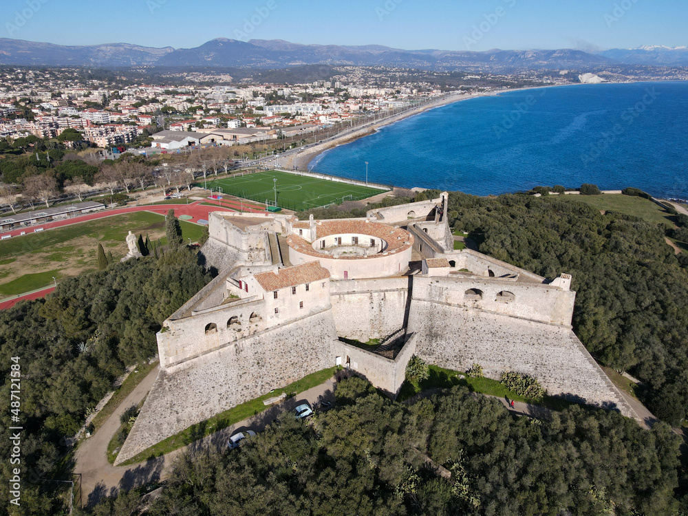 Drone view at fort Carre of Antibes in France