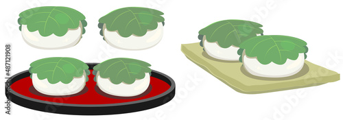 柏餅のアイコンイラストセット