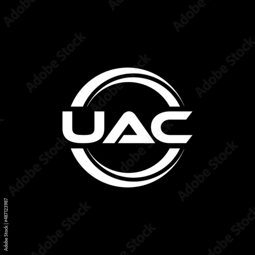 UAC letter logo design with black background in illustrator, vector logo modern alphabet font overlap style. calligraphy designs for logo, Poster, Invitation, etc.
