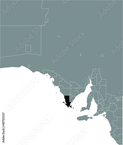 Black flat blank highlighted location map of the DISTRICT COUNCIL OF LOWER EYRE PENINSULA AREA inside gray administrative map of areas of the Australian state of South Australia