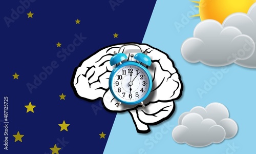 The circadian rhythms are controlled by circadian clocks or biological clock concept photo