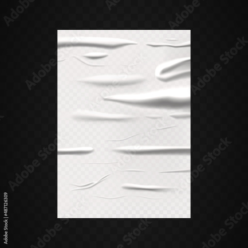 Paper wet effect, white glued paper or foil poster